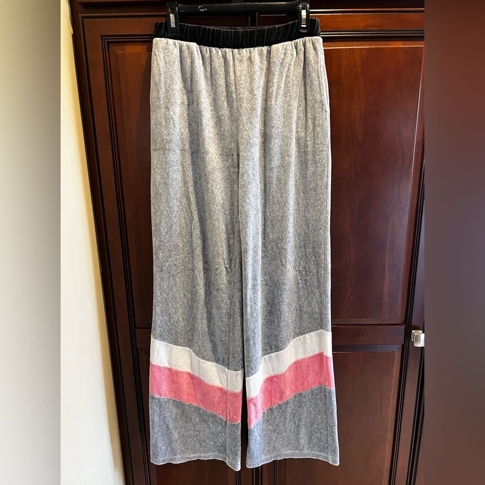Juicy Couture Color Block Velour Wide Leg Pants